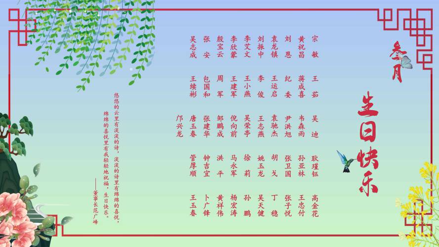 【生日祝?！抗ё?月生日的員工生日快樂！